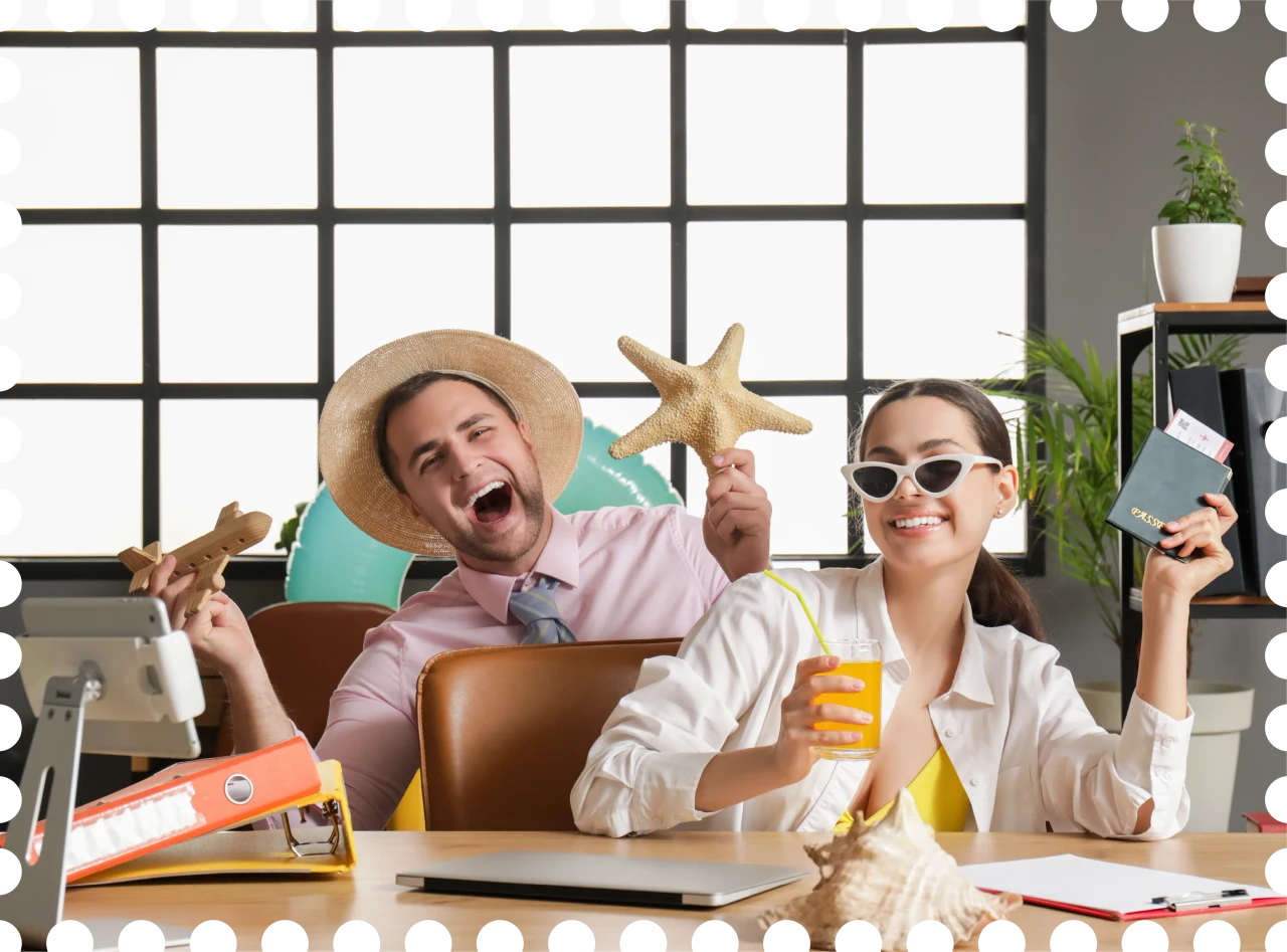 Equipo celebrando su viaje de incentivo